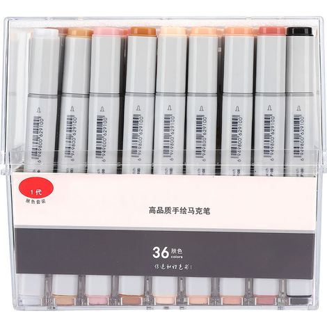 Lot de 36 marqueurs double pointe teintes chair transparents, outils de peinture pour artistes, première génération. (1/5)
