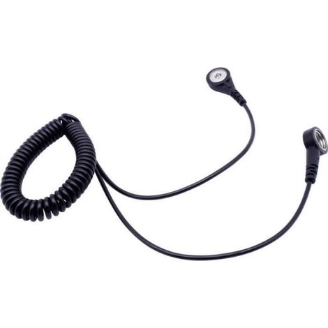 Câble De Mise À La Terre ESD - 1,80 M - Connecteur Mâle À Pression 10 Mm - Bouton-Pression 4 Mm - 1 Pièce (1/4)