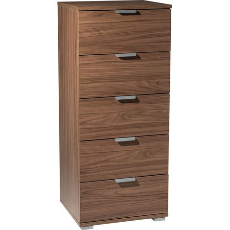Mobiletto con 5 cassetti in legno nobilitato in varie tinte 45x38xH103 cm -  Brown