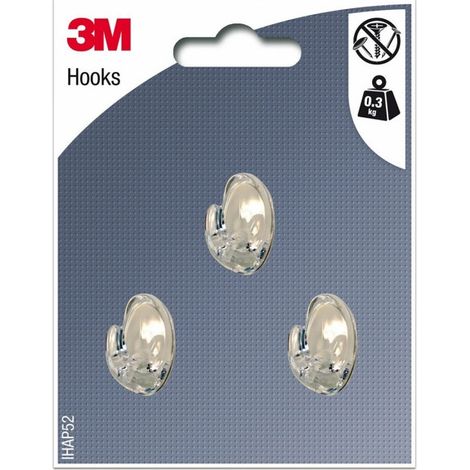3M - Crochet adhésif ovale transparent blister de 3 (1/2)