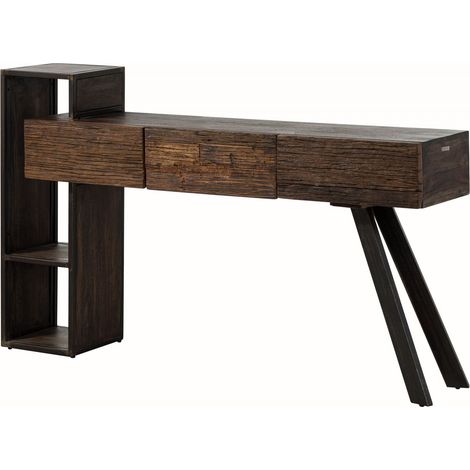 Tavolo consolle in legno di acacia / legno riciclato 160x36,5x97 laccato marrone SEVILLA 02 (1/4)