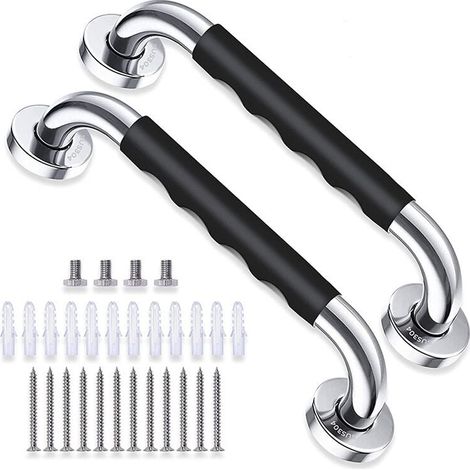 Toilettenhaltegriff, Set mit 2 rutschfesten 30 cm Haltegriffen, Duschgriff aus Edelstahl für ältere Menschen, Behinderte, Kinder und Schwangere. (1/4)