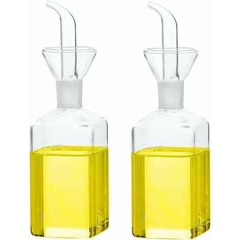 Botella de vidrio para aceite, dispensador de aceite de oliva, botella de vidrio para aceite de cocina, vinagre, dispensador medidor con pico vertedor para cocina y barbacoa (250 ml/8,54 oz, paquete d (1/5)