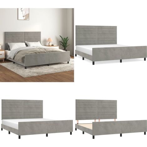 Bettgestell ohne Matratze Hellgrau 160x200 cm Samt - Samtsofa - Doppelbett - Boxspringbetten - Hochbett - Lattenrost - Home & Living