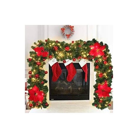 Guirnalda de luces navideñas de 270 cm – Decoración realista de PVC – Para uso interior y exterior – Requiere 3 pilas AA (1/5)