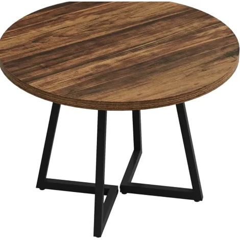 Table ronde industrielle en bois et métal 80 cm pour cuisine ou bureau (1/5)