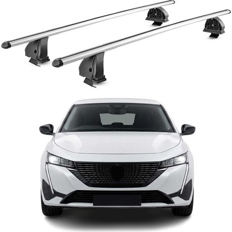 OMAC Barres de toit transversales en aluminium pour Peugeot 308 III HB Break 2021-2026 – TÜV / DIN 75302:2019 – Antivol inclus – Charge max 75 kg – 2 barres – Gris (1/5)