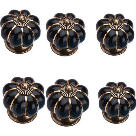 Pomos de cerámica coloridos con forma de calabaza de Halloween, 40x40 mm (diámetro x altura), para puertas de armarios, cajones de cómodas, muebles y armarios de cocina. Herrajes de cobre vintage con  (1/4)