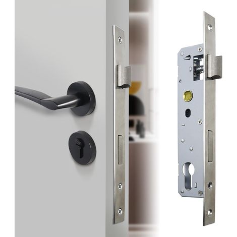 85 x 25 mm Serrure à Encastrer Tubulaire pour Porte en Métal, Argent (1/5)