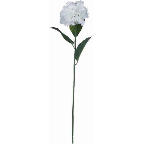White Small Head Hydrangea Artificial Flower - Fabric/Plastic - L15 x W15 x H71 cm - White