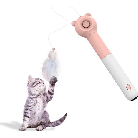 Jouets Interactifs pour Chat avec Pointeur LED, Interactif Jeu Chat Plume Rétractable Baguettes de Teaser Jouets pour l'Entraînement en Intérieur des Chats et des Chiens-Fei Yu (1/5)