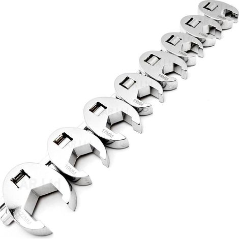 Toolzone 8pc Jumbo Crows Foot Feet Wrench Spanner Set 3/8" Metric 10mm - 22mm