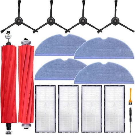Pièces détachées pour aspirateur Roborock : brosse principale, filtre HEPA et lingette de nettoyage. (1/5)
