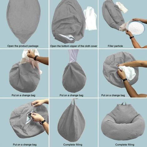 Pouf Poire Classique XL-1, Gris Clair,Grand, Sans Remplissage Intérieur Extérieur, Mobilier Déco, 100120cm Aucunely (1/5)