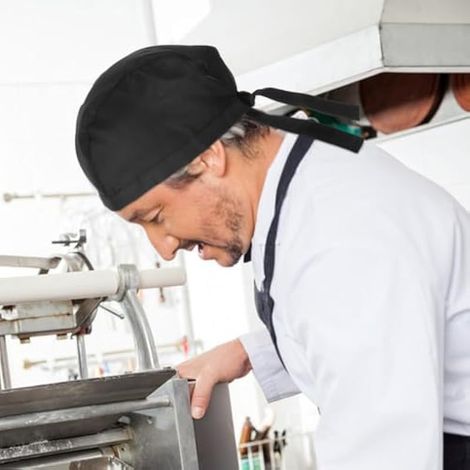 3Pcs Chef Hat Kitchen Cooking Chef Cap Adjustable Food Service Hair Nets Bouffant Beanie Working Caps Bandana Head Cover Turbans for Restaurant Black (1/5)