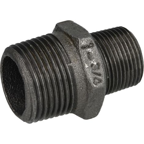 Raccord en fonte malléable noir nipple réduit 1'' x 3/4'' FM/FM