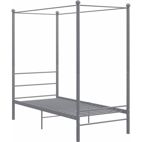 Maison Exclusive - Himmelbett Grau Metall 90x200 cm