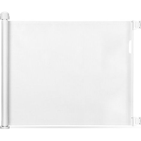 Barrière de Sécurité Rétractable pour Bébés et Chiens (0 à 130 cm), barrière de securité Escalier, Barrière Sécurité Enfant Relocalisable, pour une Utilisation à l'Intérieure et à l'Extérieure, Blanc (1/5)