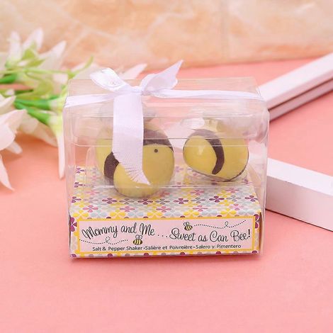 Ensemble de salières et poivrières en céramique en forme d'abeille, à offrir en cadeau de mariage (1/4)