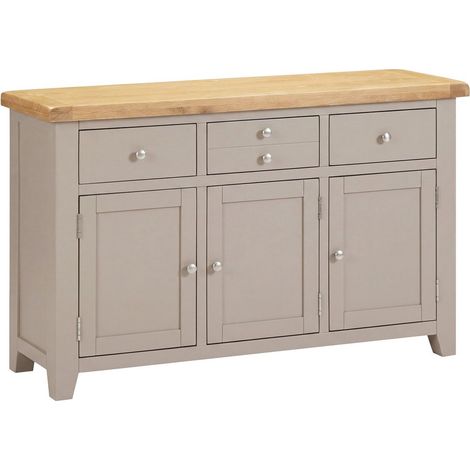Windsor 3 Door 3 Drawer Sideboard - L40 x W137 x H82 cm - Putty/Oak