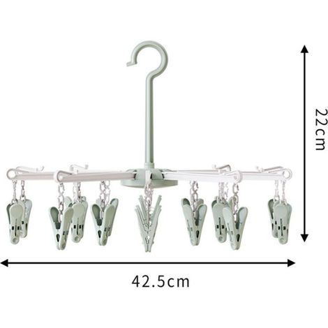Paquet de 1 séchoirs à Chaussettes, étendoir pivotant, Cintre à Crochet Coupe-Vent, Chaussettes à Linge suspendues, étendoir Portable, pour sous-vêtements, Chaussettes, vêtements (1/3)