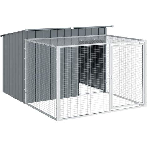 Niche pour Chiens  Chenil extérieur  Parc Enclos pour chien avec cour anthracite 153x194x110 cm CFW51885