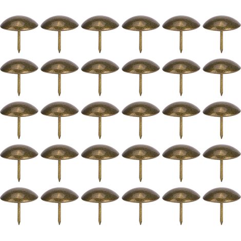 30 clous décoratifs pour meubles à tête ronde épaisse, couleur bronze, plaqués fer, taille 25x25mm (épaissis). (1/5)
