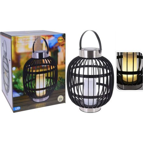 Lanterna Solare a LED per Esterni con Candela Nera 35 cm ProGarden