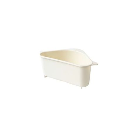 Dreieckige Spüle mit Sieb, Abtropfschale für Obst und Gemüse, Schwammhalter, Aufbewahrungskorb, Saugnapf, beige - Crezuo