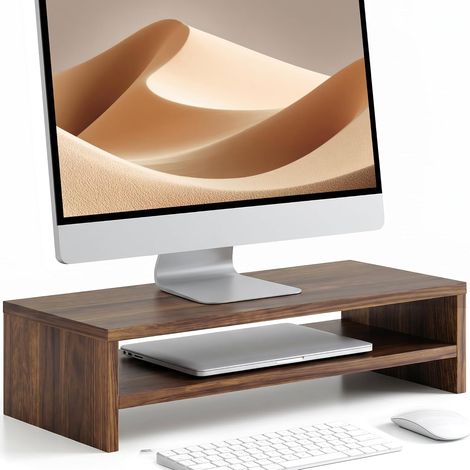 Support Ecran PC, Pour Ordinateur Moniteur TV, Marron, 54cm (1/5)