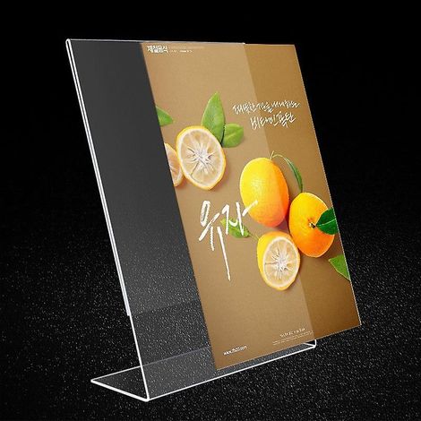 Lot de 2 supports de panneau inclinés en acrylique horizontal 8,5 x 11 pouces, présentoir de menu de table en plastique format paysage, cadre publicitaire simple en plexiglas pour restaurants et hôtel (1/4)
