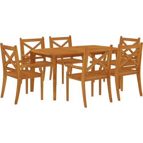 Set da pranzo da giardino, 7 pezzi, mobili da esterno, in legno massello di acacia