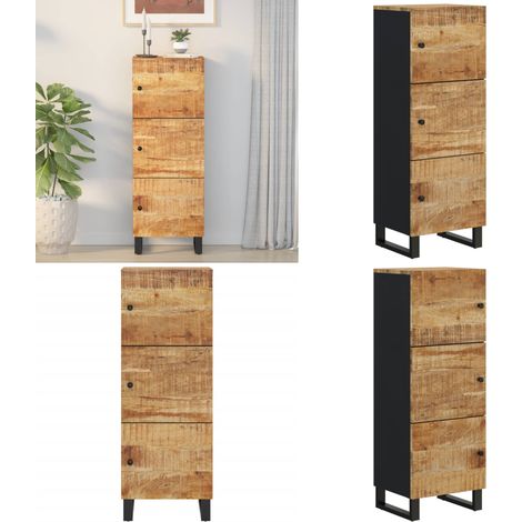 Buffet avec 3 portes 40x33x110 cm bois massif manguier et fer - Buffet bois manguier - Buffet en bois massif (1/5)