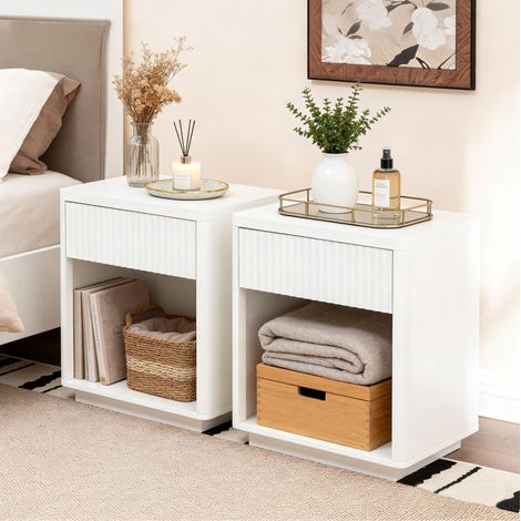 Mesita de noche con cajón y estante MDF 63,5 cm OKMYHOME (1/5)
