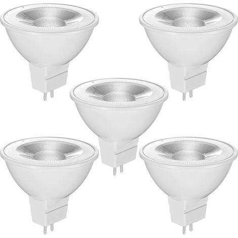 Ampoules LED GU5.3 MR16 12V, Blanc Chaud 2700K, 520LM, 36° Angle, Ampoules LED Spot 12V, Non Dimmable, Lot de 5