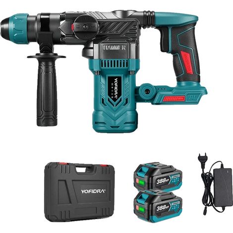 Perceuse à percussion, moteur sans balais, mandrin à changement rapide SDS, 2xEnsemble de batteries-1pc (1/2)