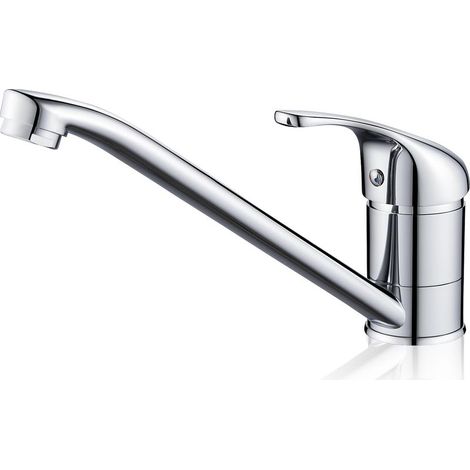 Robinet de cuisine à poignée unique, robinet d'évier pivotant à 360° en laiton chromé avec raccords de tuyau G3/8'' - Robinet pour lavabo simple (1/5)