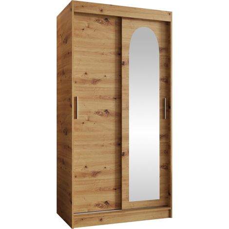 Armoire Hartford 505, Chêne Artisan, 200x100x62cm, Portes d'armoire: Coulissantes, Nombre d'étagères: 0
