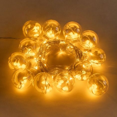 Rideau LED lumineux avec boules (4,70 m) Biro SKLUM PVC - Blanc Chaud (1/5)
