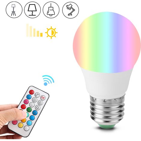 Ampoule LED E27 3W RGB 16 couleurs avec télécommande pour couloir, sous-sol ou bar, AC85-265V (1/5)