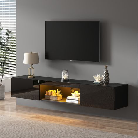 Mobile TV 140x40x48 cm rovere MDF - con passacavi e vano contenitore (1/5)