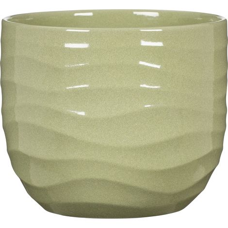 Scheurich Breeze, pot de fleurs en céramique, couleur : Rush Grass, diamètre 21,4 cm, hauteur 18 cm, volume 5,025 l.