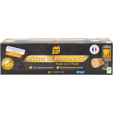 Bûche de ramonage 1.1kg + certificat PYROFEU