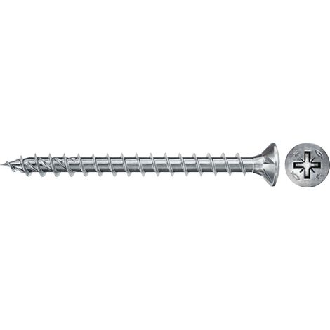Fischer 500x Power-Fast II FPF II RZF 4 x 40 mm BC Linsensenkkopf mit Kreuzschlitz PZ2 Vollgewinde galvanisch verzinkt blau passiviert - 670251 (1/4)