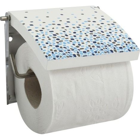 Porte Rouleau Papier Wc Mural Mdf Inox BREST Bleu MSV (1/3)