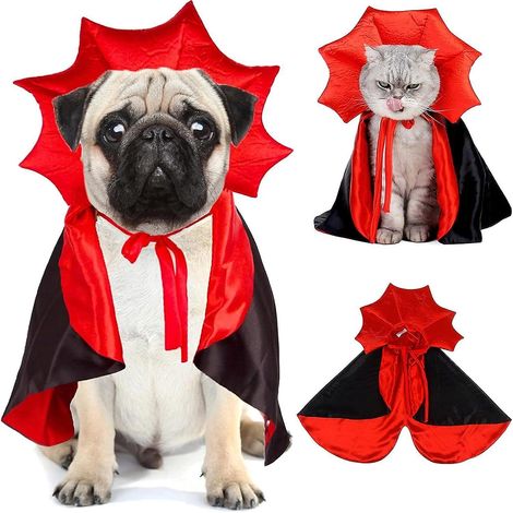 Costume Halloween Chien Vampire Diable Cape Manteau Chat Animal Déguisement Saison Automne Tunique Réglable (1/5)