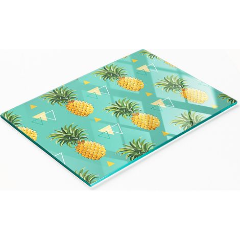 Tabla de cortar y servir decorativa de cristal para cocina con diseño de piña, 80x52 cm. (1/5)