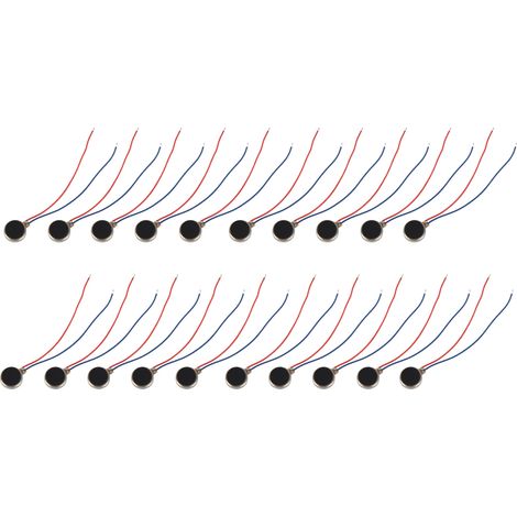Lot de 20 mini moteurs de vibration à 2 fils, type bouton plat, pour téléphones portables et pagers. (1/5)