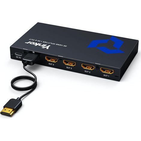 4K HDMI Splitter 1 en 4 Sortie avec câble de 1,5 m, Distributeur HDMI 4 Moniteur simultanément Splitter 4K30Hz 4 Ports pour Xbox360 PS4 PS3 Roku HDCP1.4 EDID HDR (1/5)