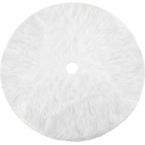 Tree Skirt - Artificial Fur Round Christmas Tree Base Cover - 78 cm - Snow White - For Indoor Outdoor Holiday Decor